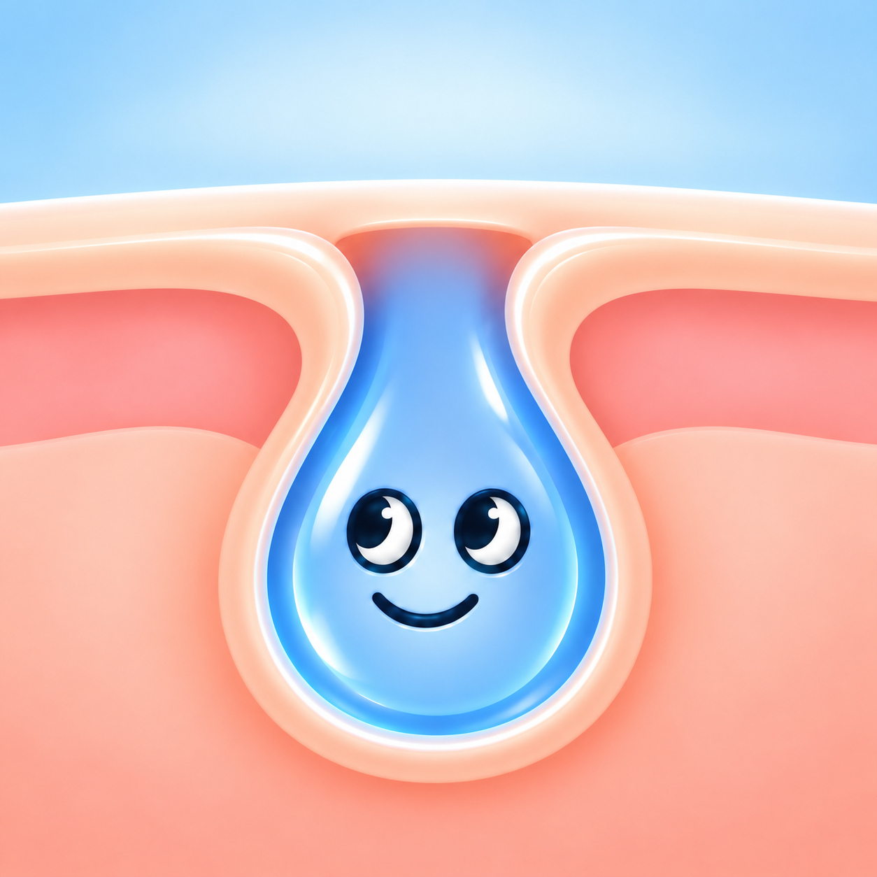 BumpyBoo mascot inside a friendly pore illustration